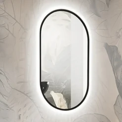 Garnero Arredamenti Specchio Per Bagno|Specchi-Specchio da parete retroilluminato 50x90cm Glossy Nero