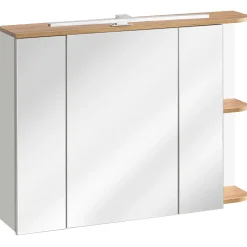 Garnero Arredamenti Specchi|Specchi-Specchio mobile contenitore 94x72cm 3 ante bianco rovere Dual