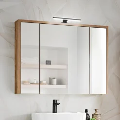 Garnero Arredamenti Specchi|Specchi-Specchio mobile contenitore 100x75cm 3 ante rovere Stony