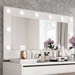 Garnero Arredamenti Specchio Per Bagno|Specchi-Specchio 120x67cm da parete per scrivania bianco opaco Eliana