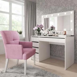 Garnero Arredamenti Specchio Per Bagno|Specchi-Specchio 120x67cm da parete per scrivania bianco opaco Eliana