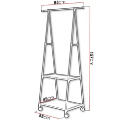 Garnero Arredamenti Appendiabiti E Attaccapanni|Appendiabiti E Attaccapanni-Stand appendiabiti 85x157h cm con ruote moderno nero Dustin