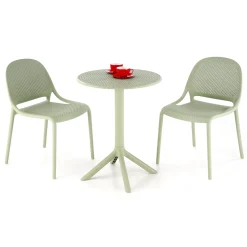 Garnero Arredamenti Tavoli Da Giardino|Tavoli Da Pranzo-Tavolino da giardino rotondo polipropilene 60cm Ondina Verde Menta