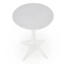 Garnero Arredamenti Tavoli Da Giardino|Tavoli Da Pranzo-Tavolino da giardino rotondo polipropilene 60cm Ondina Bianco