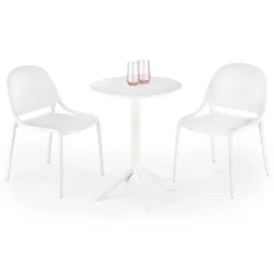 Garnero Arredamenti Tavoli Da Giardino|Tavoli Da Pranzo-Tavolino da giardino rotondo polipropilene 60cm Ondina Bianco