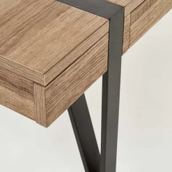 Garnero Arredamenti Tavolini Moderni|Tavolini Moderni-Tavolino da salotto con cassetti 120x55cm noce acciaio nero Yonok