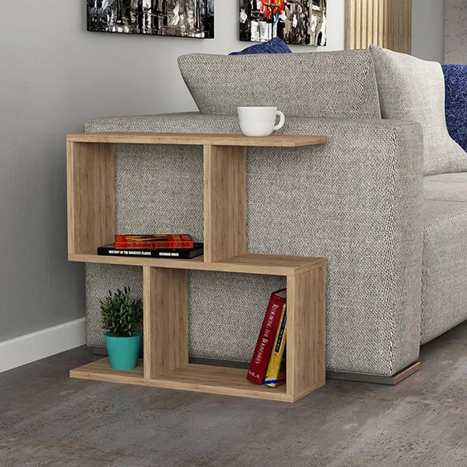 Garnero Arredamenti Tavolini Moderni|Tavolini Moderni-Tavolino da salotto con libreria design 60x60cm sonoma Priocca Rovere