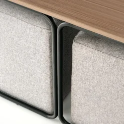 Garnero Arredamenti Tavolini Moderni|Tavolini Moderni-Tavolino da salotto con pouf in tessuto noce grigio nero Duchessa