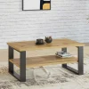Garnero Arredamenti Tavolini Moderni|Tavolini Moderni-Tavolino da salotto con ripiano 110x60cm quercia metallo nero Petra