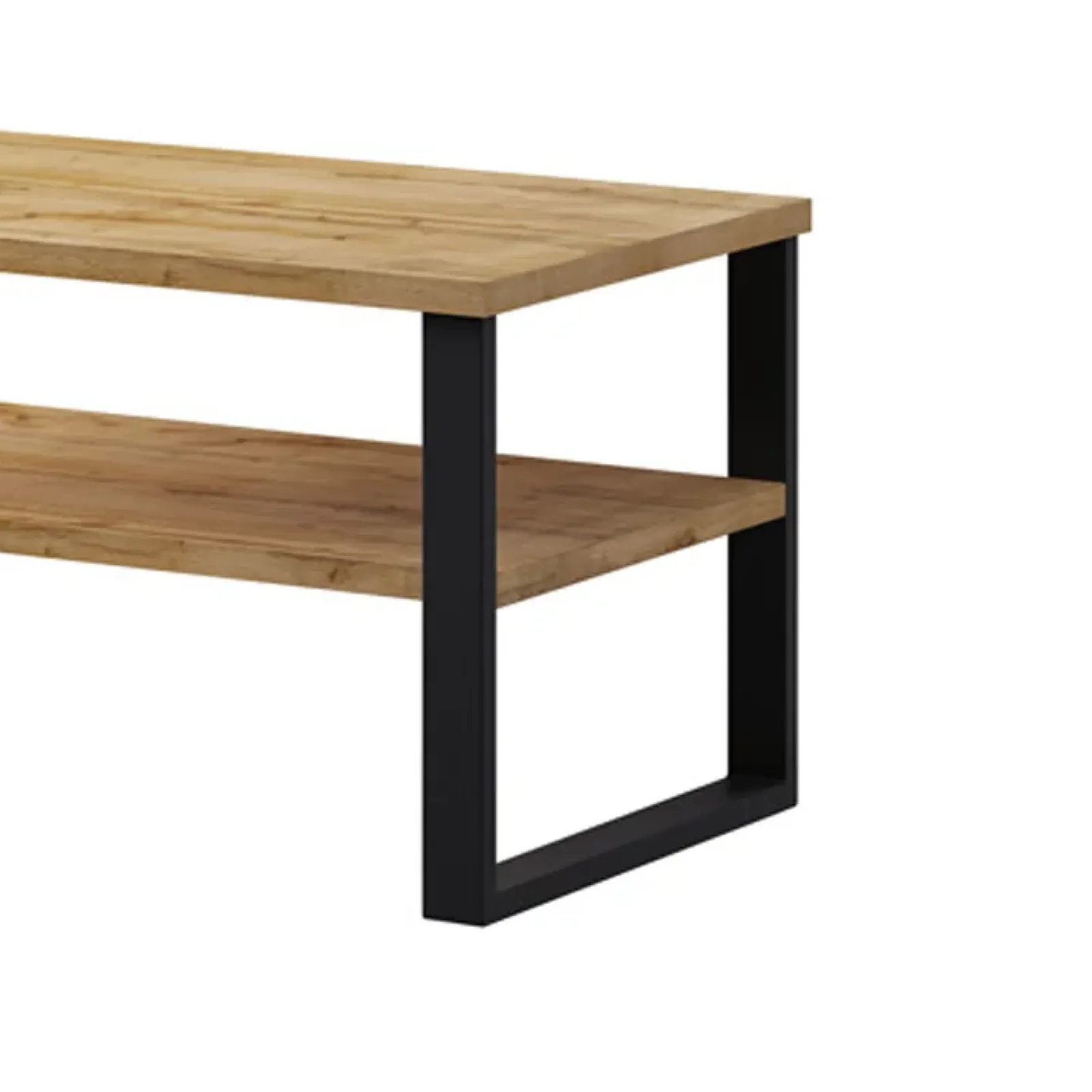 Garnero Arredamenti Tavolini Moderni|Tavolini Moderni-Tavolino da salotto con ripiano 110x60cm quercia metallo nero Petra