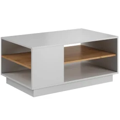 Garnero Arredamenti Tavolini Moderni|Tavolini Moderni-Tavolino da salotto con ripiano 100x60cm bianco opaco quercia James