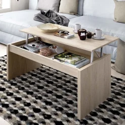 Garnero Arredamenti Tavolini Contenitore|Tavolini Contenitore-Tavolino da salotto contenitore 102x50cm elevabile moderno Paris Rovere