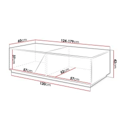 Garnero Arredamenti Tavolini Contenitore|Tavolini Contenitore-Tavolino da salotto contenitore 60x124cm apribile rovere bianco Modesta Bianco Opaco - Rovere