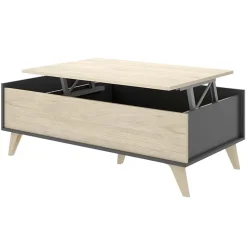 Garnero Arredamenti Tavolini Contenitore|Tavolini Contenitore-Tavolino da salotto contenitore 99x60cm design moderno rovere grafite Elmer Rovere - Grafite