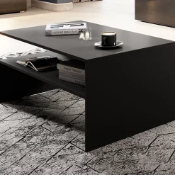 Garnero Arredamenti Tavolini Moderni|Tavolini Moderni-Tavolino da salotto design 100x45cm nero Emotion Gihome® Nero Opaco