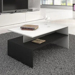 Garnero Arredamenti Tavolini Moderni|Tavolini Moderni-Tavolino da salotto design 100x45cm bianco e nero Emotion Gihome® Nero Opaco - Bianco opaco