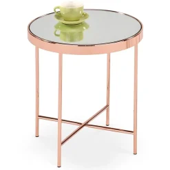 Garnero Arredamenti Tavolini Moderni|Tavolini Moderni-Tavolino da salotto design rotondo 42x42cm acciaio rame Roros