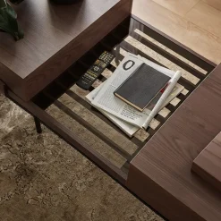 Garnero Arredamenti Tavolini Moderni|Tavolini Moderni-Tavolino da salotto doppio cassetti 134x40cm wengè Blackwood