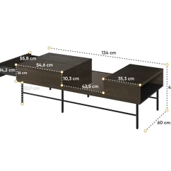 Garnero Arredamenti Tavolini Moderni|Tavolini Moderni-Tavolino da salotto doppio cassetti 134x40cm wengè Blackwood