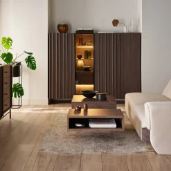 Garnero Arredamenti Tavolini Moderni|Tavolini Moderni-Tavolino da salotto doppio cassetti 134x40cm wengè Blackwood