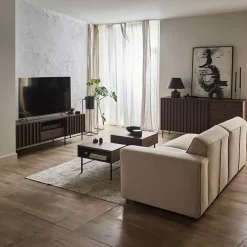 Garnero Arredamenti Tavolini Moderni|Tavolini Moderni-Tavolino da salotto doppio cassetti 134x40cm wengè Blackwood