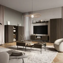 Garnero Arredamenti Tavolini Moderni|Tavolini Moderni-Tavolino da salotto doppio cassetti 134x40cm wengè Blackwood