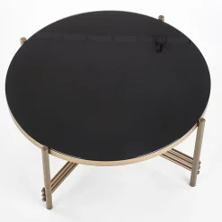 Garnero Arredamenti Tavolini Moderni|Tavolini Moderni-Tavolino da salotto in vetro rotondo 80x80cm nero oro Flam
