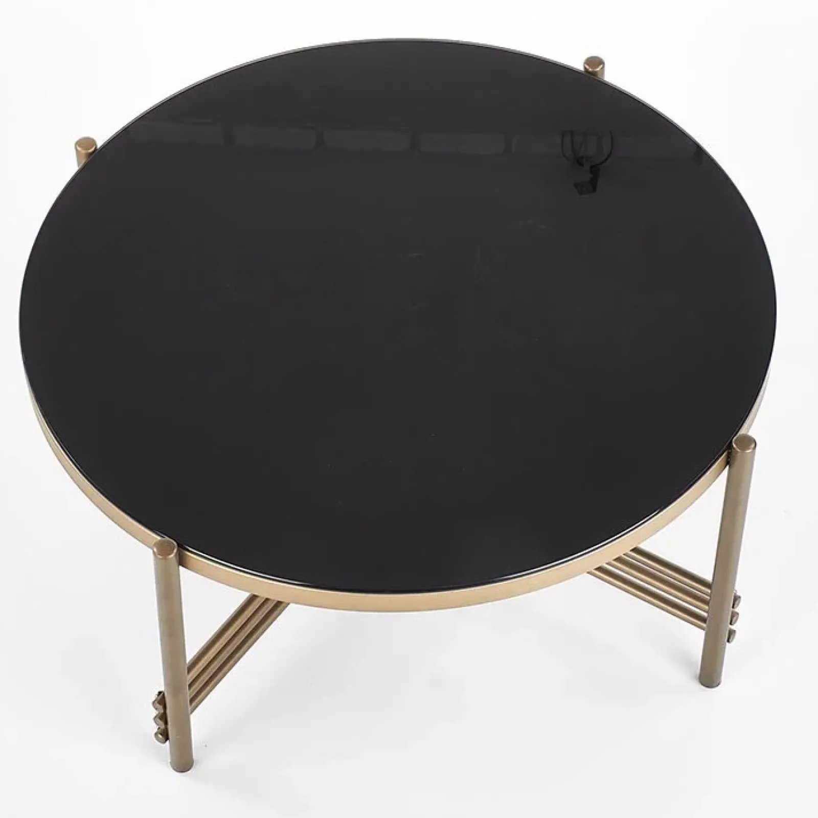 Garnero Arredamenti Tavolini Moderni|Tavolini Moderni-Tavolino da salotto in vetro rotondo 80x80cm nero oro Flam