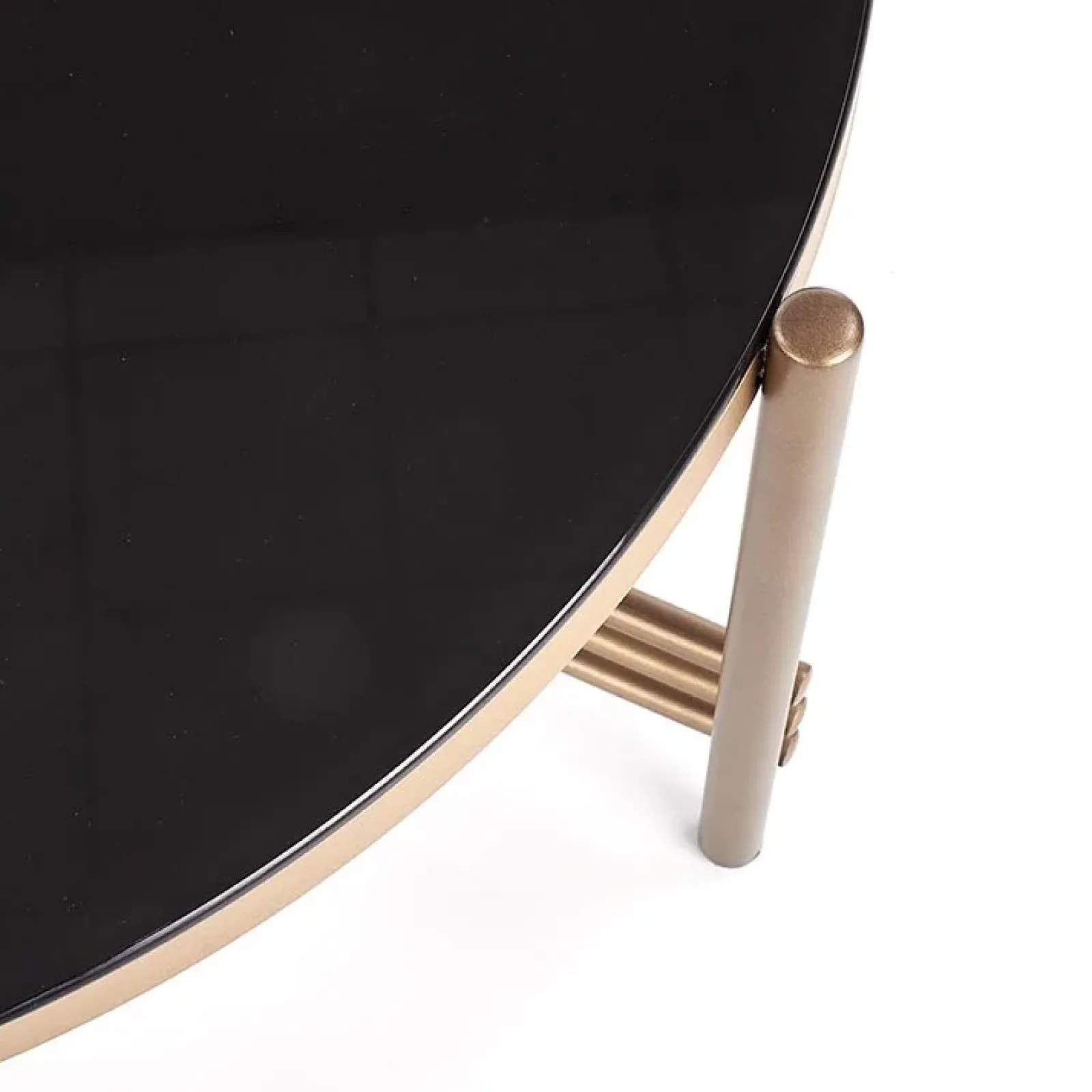 Garnero Arredamenti Tavolini Moderni|Tavolini Moderni-Tavolino da salotto in vetro rotondo 80x80cm nero oro Flam