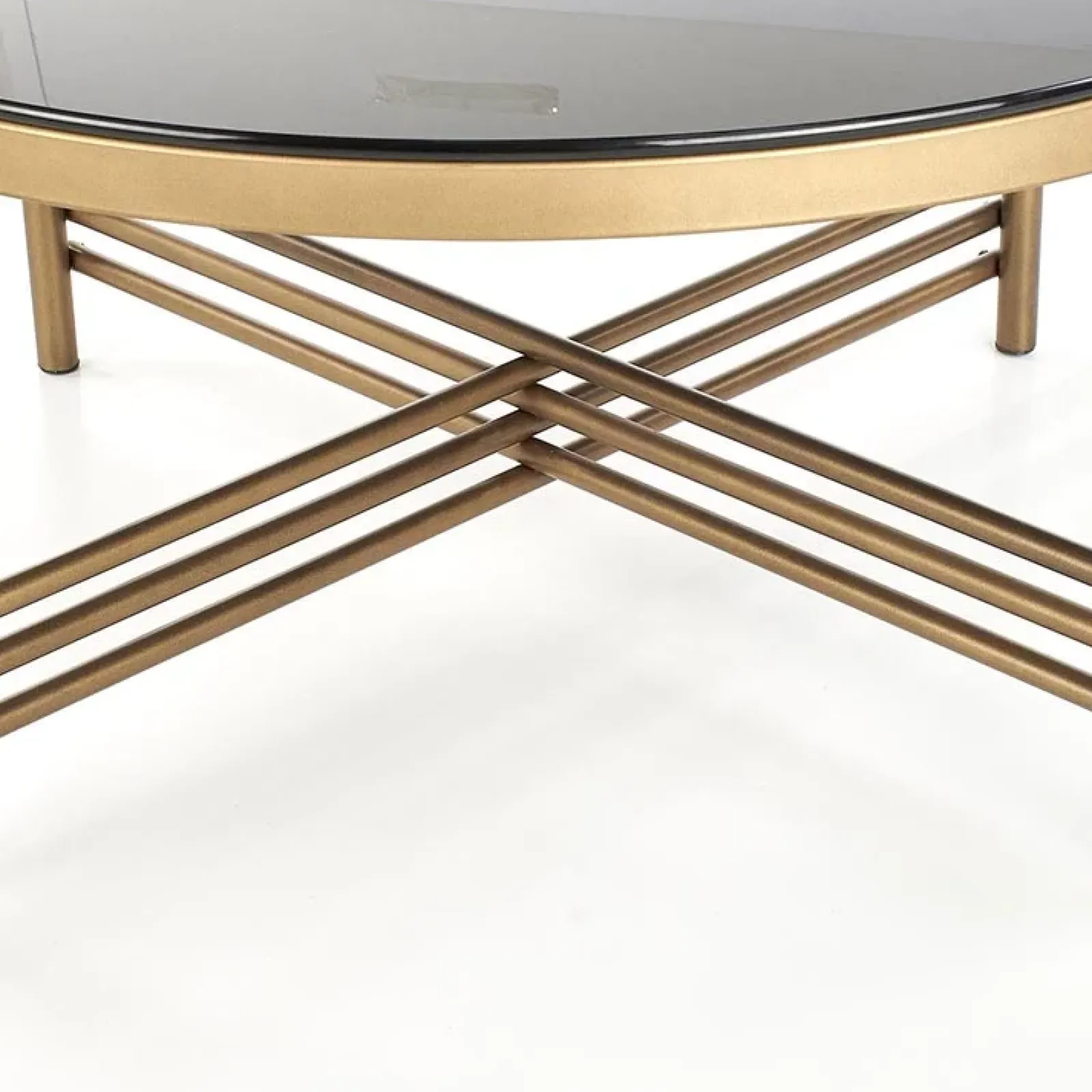 Garnero Arredamenti Tavolini Moderni|Tavolini Moderni-Tavolino da salotto in vetro rotondo 80x80cm nero oro Flam