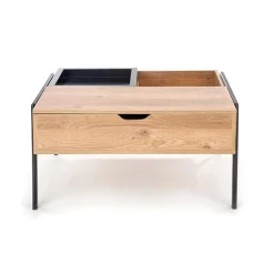 Garnero Arredamenti Tavolini Moderni|Tavolini Moderni-Tavolino da salotto industrial 85x64cm rovere metallo nero Larisa