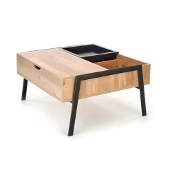 Garnero Arredamenti Tavolini Moderni|Tavolini Moderni-Tavolino da salotto industrial 85x64cm rovere metallo nero Larisa