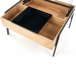 Garnero Arredamenti Tavolini Moderni|Tavolini Moderni-Tavolino da salotto industrial 85x64cm rovere metallo nero Larisa