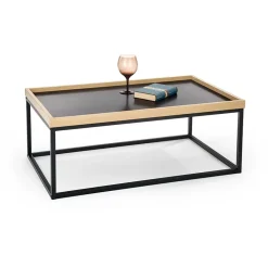 Garnero Arredamenti Tavolini Moderni|Tavolini Moderni-Tavolino da salotto industrial 100x60cm rovere nero Tammy