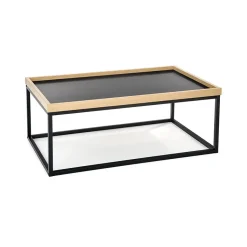 Garnero Arredamenti Tavolini Moderni|Tavolini Moderni-Tavolino da salotto industrial 100x60cm rovere nero Tammy