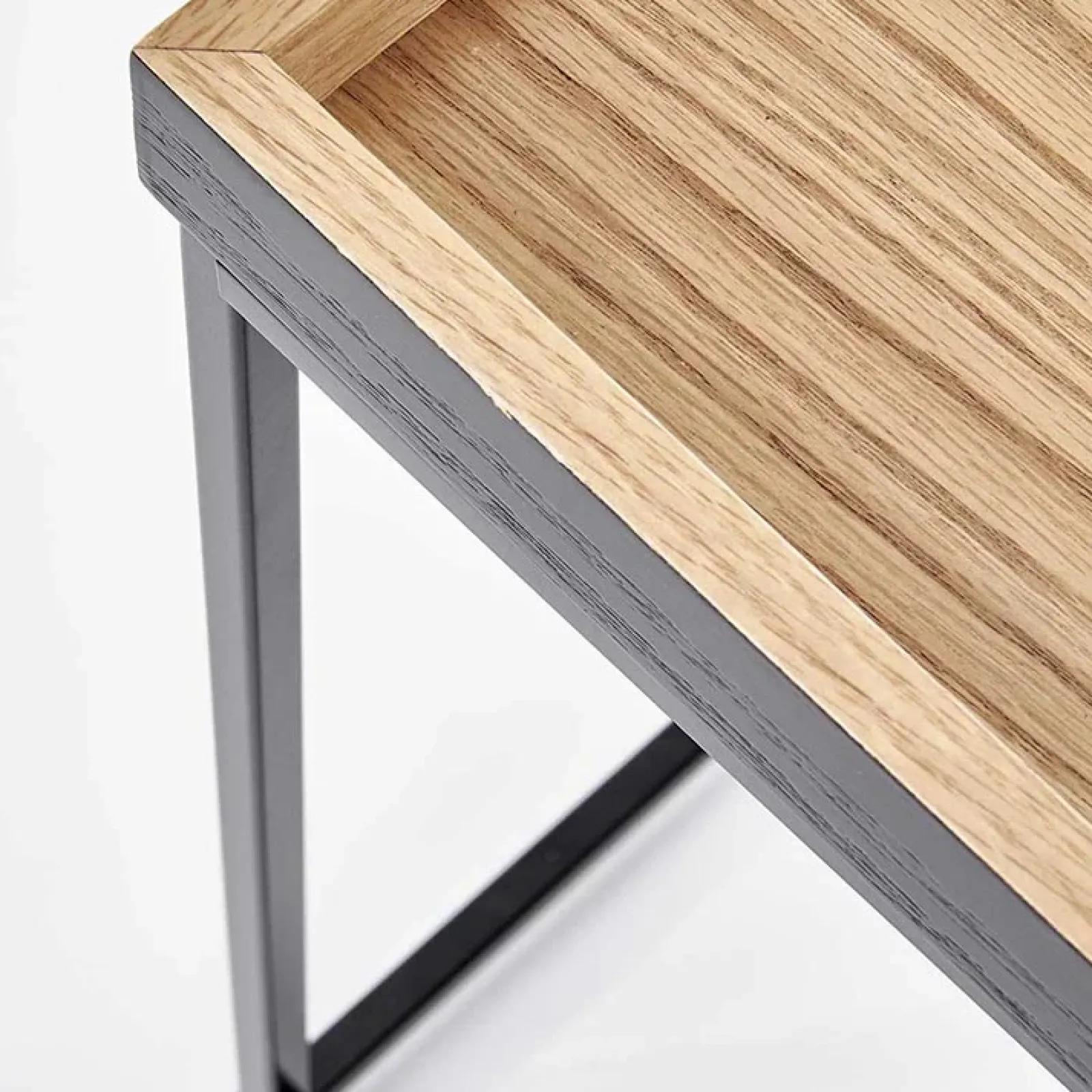 Garnero Arredamenti Tavolini Moderni|Tavolini Moderni-Tavolino da salotto moderno 42x42cm rovere naturale nero Fatima