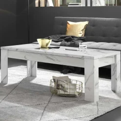 Garnero Arredamenti Tavolini Moderni|Tavolini Moderni-Tavolino da salotto moderno design 122x65cm marmo bianco Viking