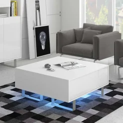 Garnero Arredamenti Tavolini Moderni|Tavolini Moderni-Tavolino da salotto moderno 85x85cm bianco opaco e lucido Milo Bianco Opaco - Bianco Lucido