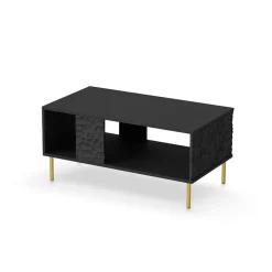 Garnero Arredamenti Tavolini Moderni|Tavolini Moderni-Tavolino da salotto moderno 92x50cm nero oro Osaka