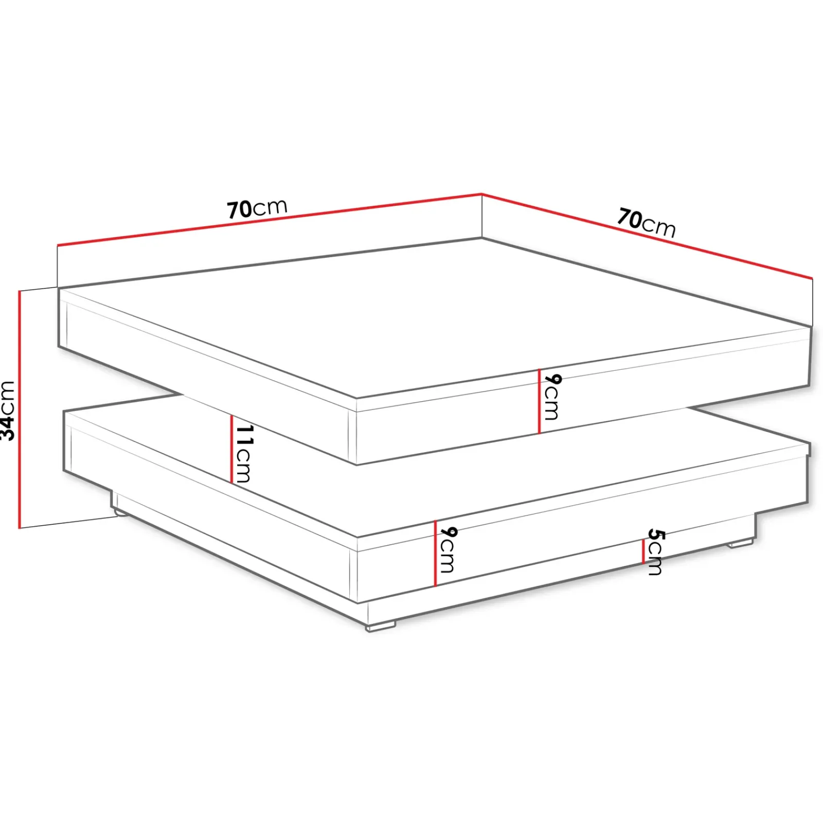 Garnero Arredamenti Tavolini Moderni|Tavolini Moderni-Tavolino da salotto quadrato 70x70cm rotante rovere bianco Rotol Bianco Opaco - Rovere