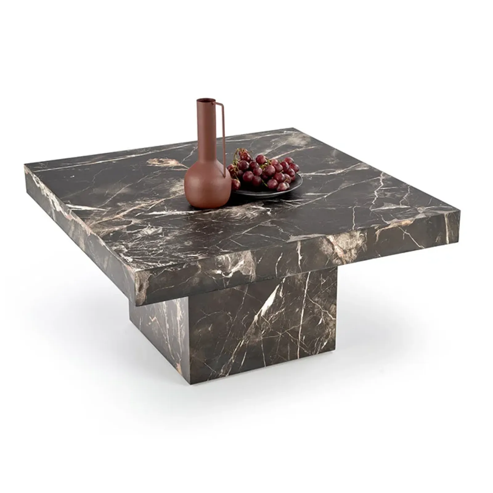 Garnero Arredamenti Tavolini Moderni|Tavolini Moderni-Tavolino da salotto quadrato 80x80cm effetto marmo nero Galassia