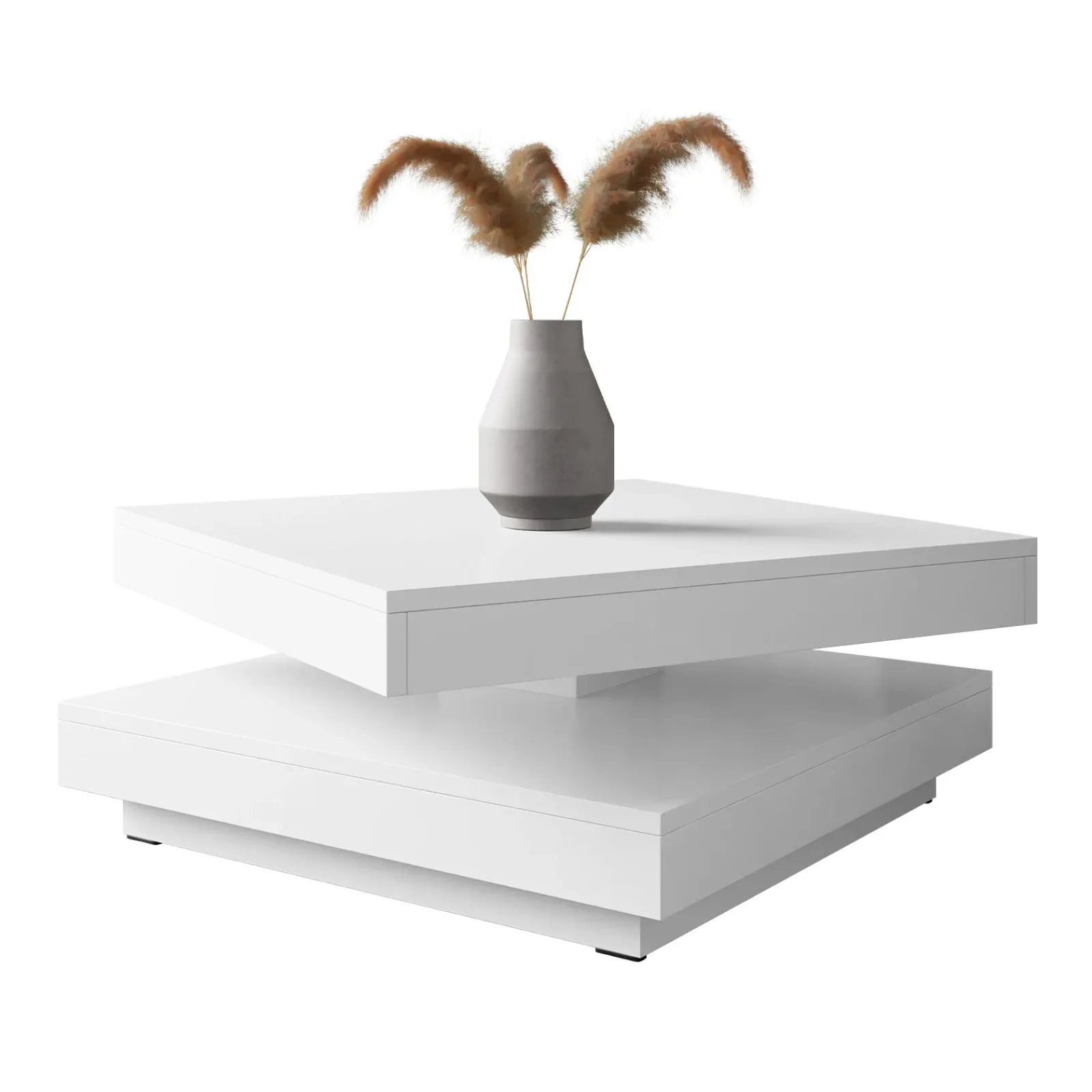 Garnero Arredamenti Tavolini Moderni|Tavolini Moderni-Tavolino da salotto quadrato 70x70cm rotante bianco Rotol Bianco Opaco