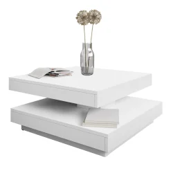 Garnero Arredamenti Tavolini Moderni|Tavolini Moderni-Tavolino da salotto quadrato 70x70cm rotante bianco Rotol Bianco Opaco