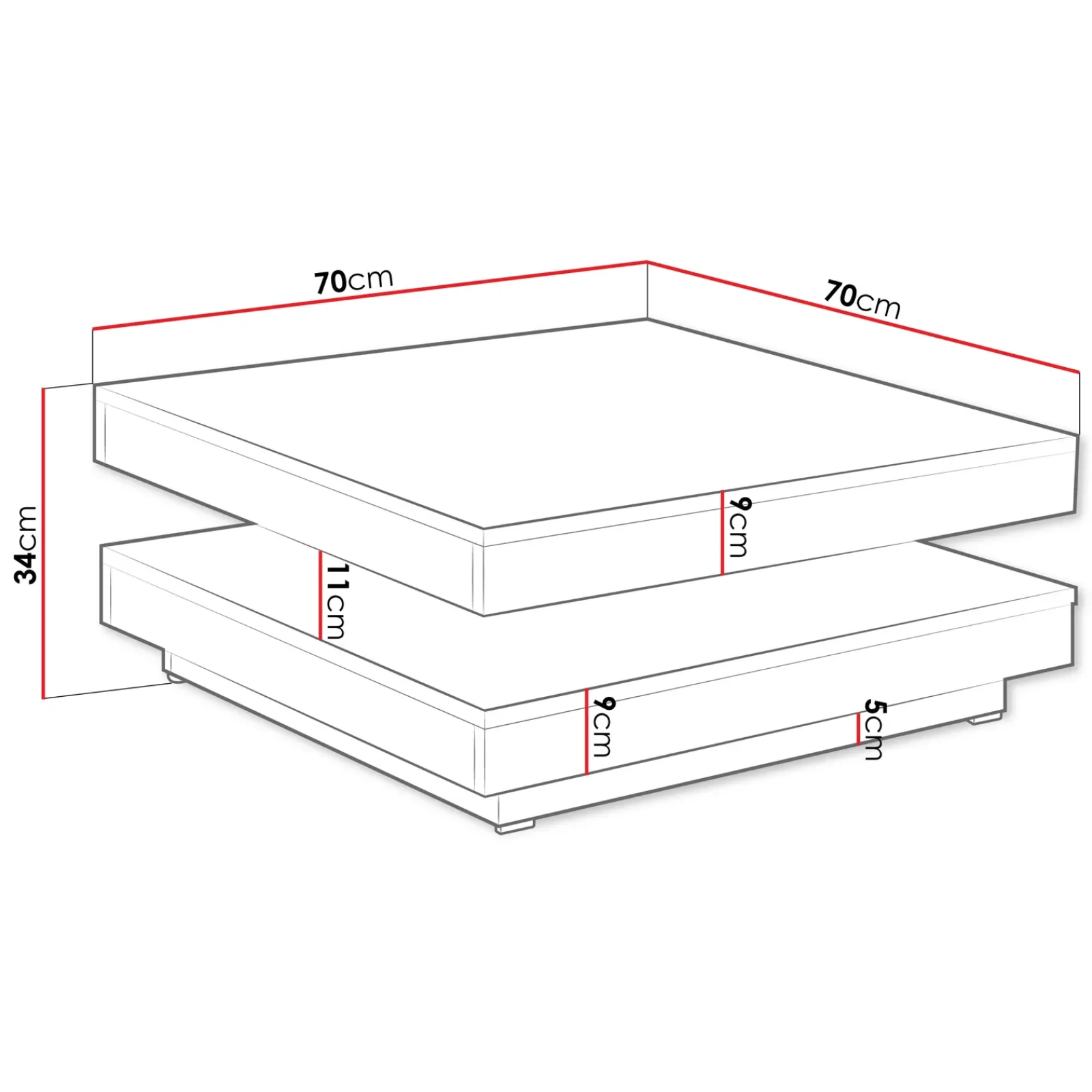 Garnero Arredamenti Tavolini Moderni|Tavolini Moderni-Tavolino da salotto quadrato 70x70cm rotante bianco Rotol Bianco Opaco