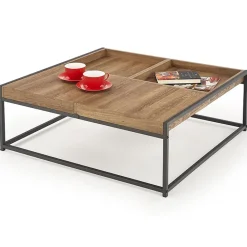 Garnero Arredamenti Tavolini Moderni|Tavolini Moderni-Tavolino da salotto rettangolare moderno 84x80cm noce nero Yala