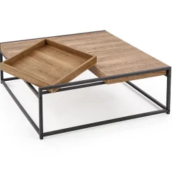 Garnero Arredamenti Tavolini Moderni|Tavolini Moderni-Tavolino da salotto rettangolare moderno 84x80cm noce nero Yala