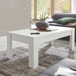 Garnero Arredamenti Tavolini Classici|Tavolini Classici-Tavolino da salotto rettangolare 122x65cm bianco opaco Halston