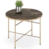 Garnero Arredamenti Tavolini Moderni|Tavolini Moderni-Tavolino da salotto rotondo moderno 60x60cm marmo scuro oro Holar