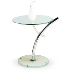 Garnero Arredamenti Tavolini Moderni|Tavolini Moderni-Tavolino da salotto rotondo 58x50cm vetro acciaio cromato Epog