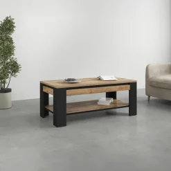 Garnero Arredamenti Tavolini Moderni|Tavolini Moderni-Tavolino da salotto 120x60 cm moderno rovere rustico nero Ilyssa